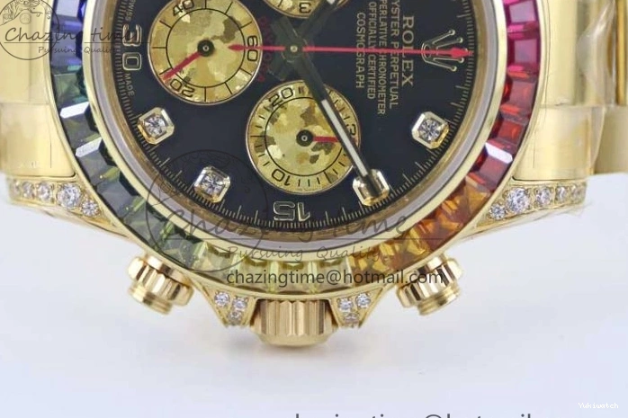 Diamonds YG Edition 1:1 Best Steel YG TWF on YG Dial Daytona A7750 116595RBOW 904L Bracelet Black 0306